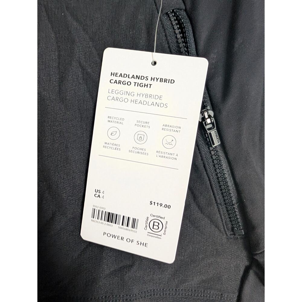 Athleta Headlands Hybrid Cargo II Tight Women's 4 Black Stretch High Waisted NWT - Picture 3 of 4